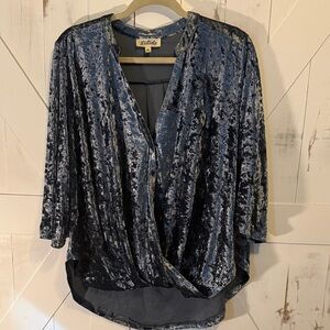 Listicle Blue Velvet Blouse